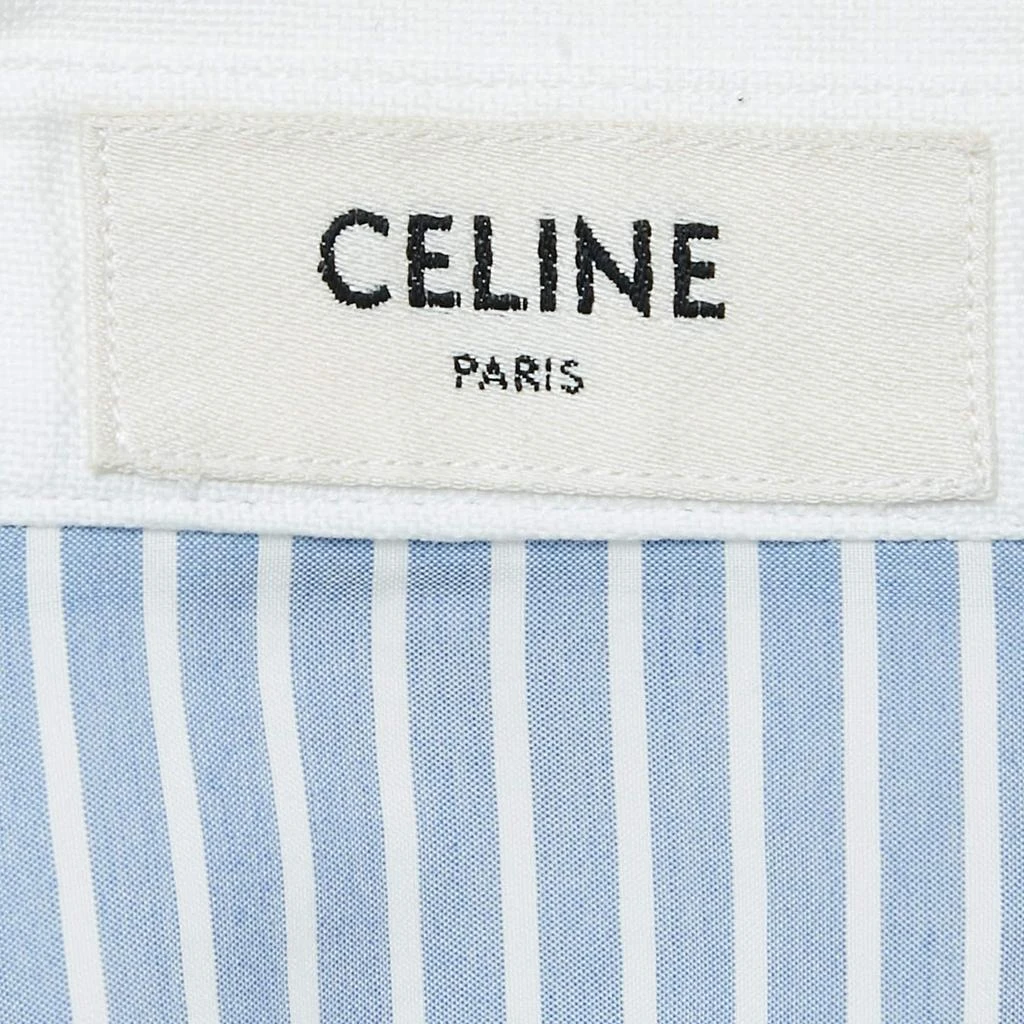 Celine Celine Blue Striped Cotton Button Front Crop Shirt S 4