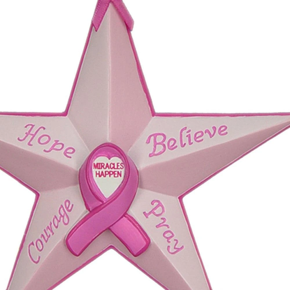 Homezia Set of Six Star Shaped Breast Cancer Awareness Christmas Ornaments 2