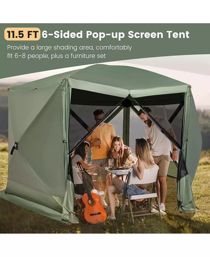 Costway 1.5 X 11.5 FT 6-Sided Pop-up Screen House Tent With 2 Wind Panels for Camping 4
