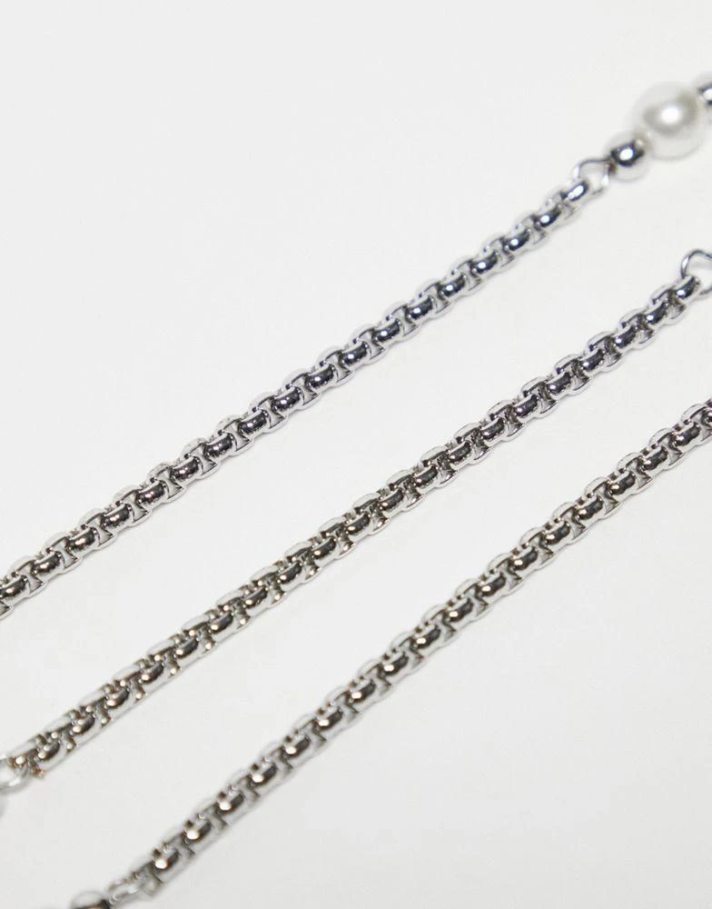 ASOS ASOS DESIGN sunglasses chain with faux pearls in silver 4