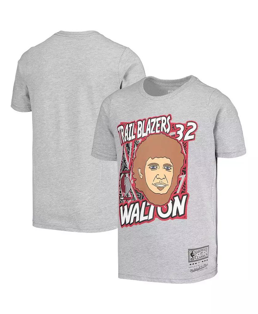 Mitchell & Ness Big Boys Bill Walton Gray Portland Trail Blazers Hardwood Classics King of the Court Player T-shirt