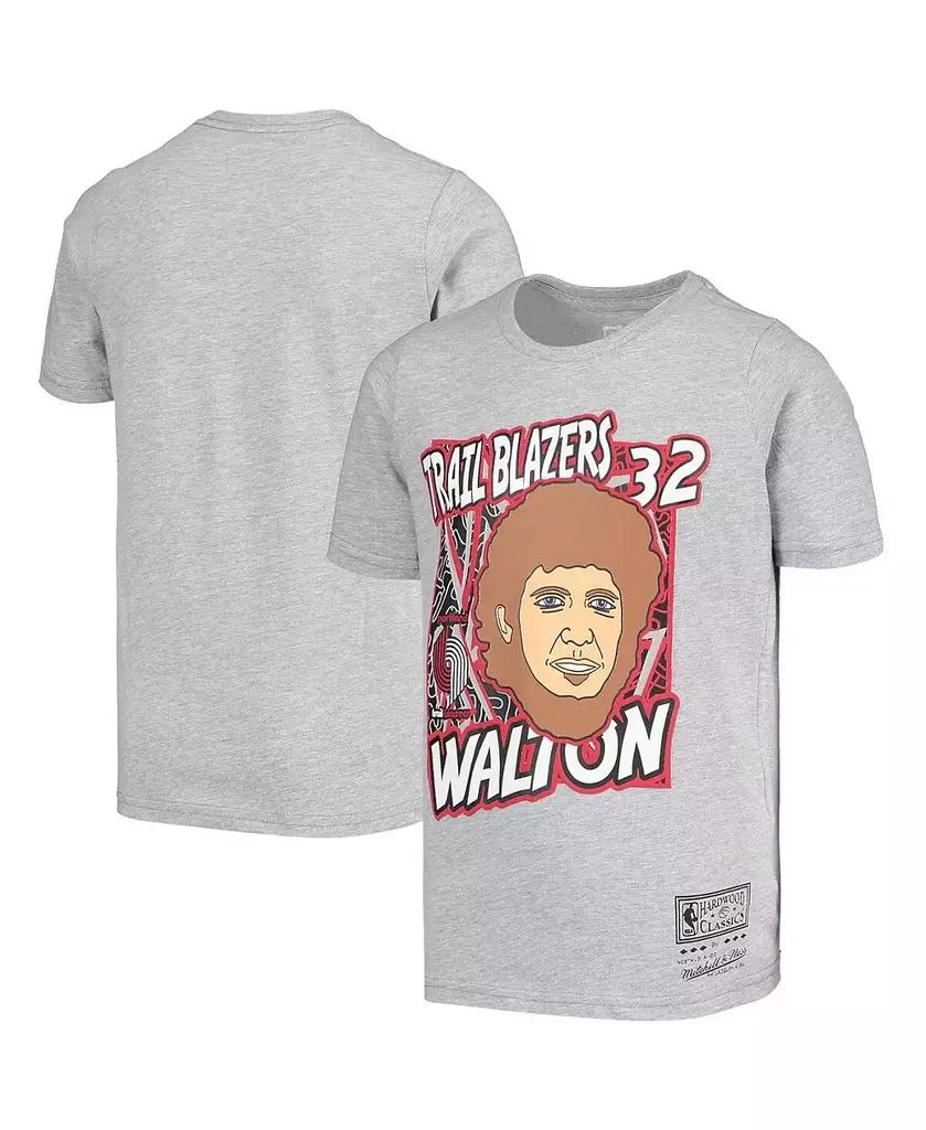 Mitchell & Ness Big Boys Bill Walton Gray Portland Trail Blazers Hardwood Classics King of the Court Player T-shirt 2
