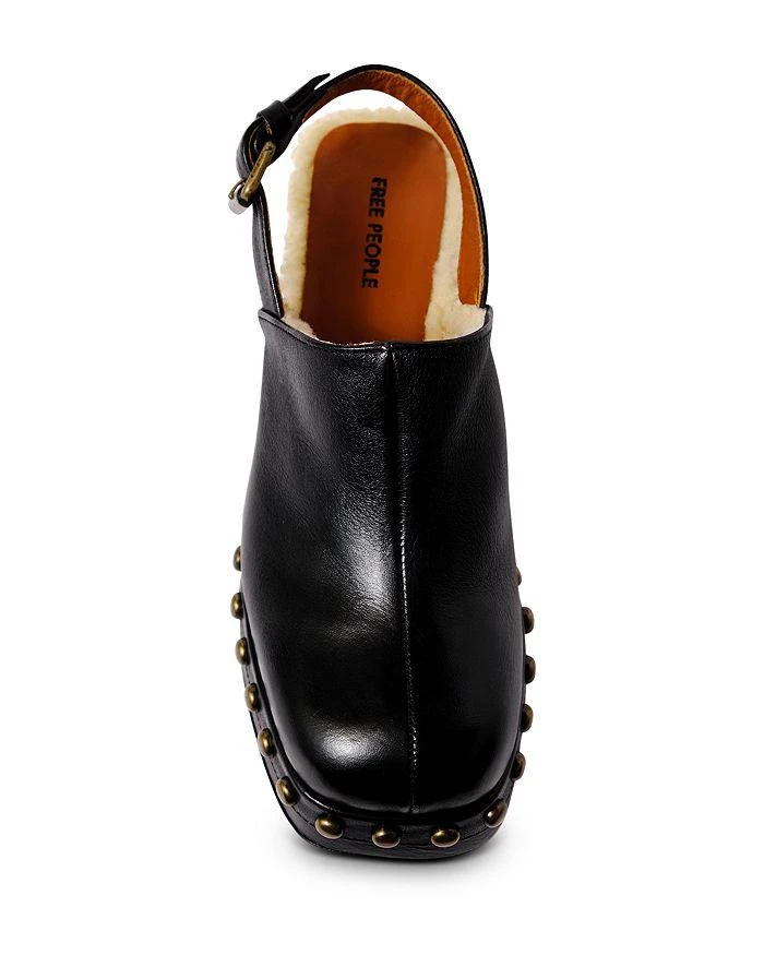 Free People Women's Autumn Square Toe Studded & Faux Fur Trim High Heel Platform Clogs 3
