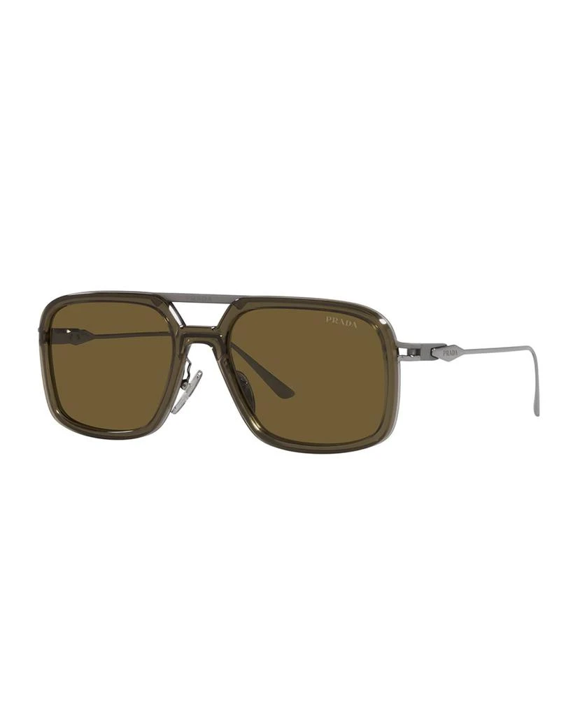 Prada Men's Double-Bridge Rectangle Sunglasses 1
