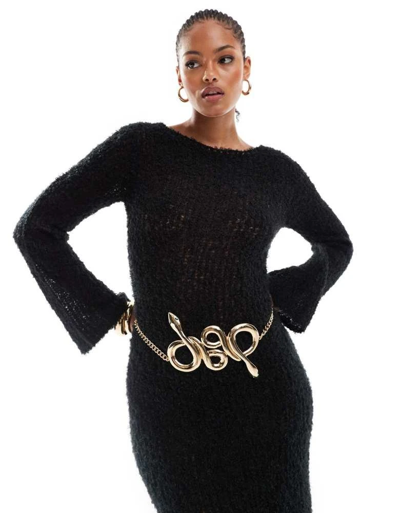 ASOS ASOS DESIGN snake twist chain belt in gold 1