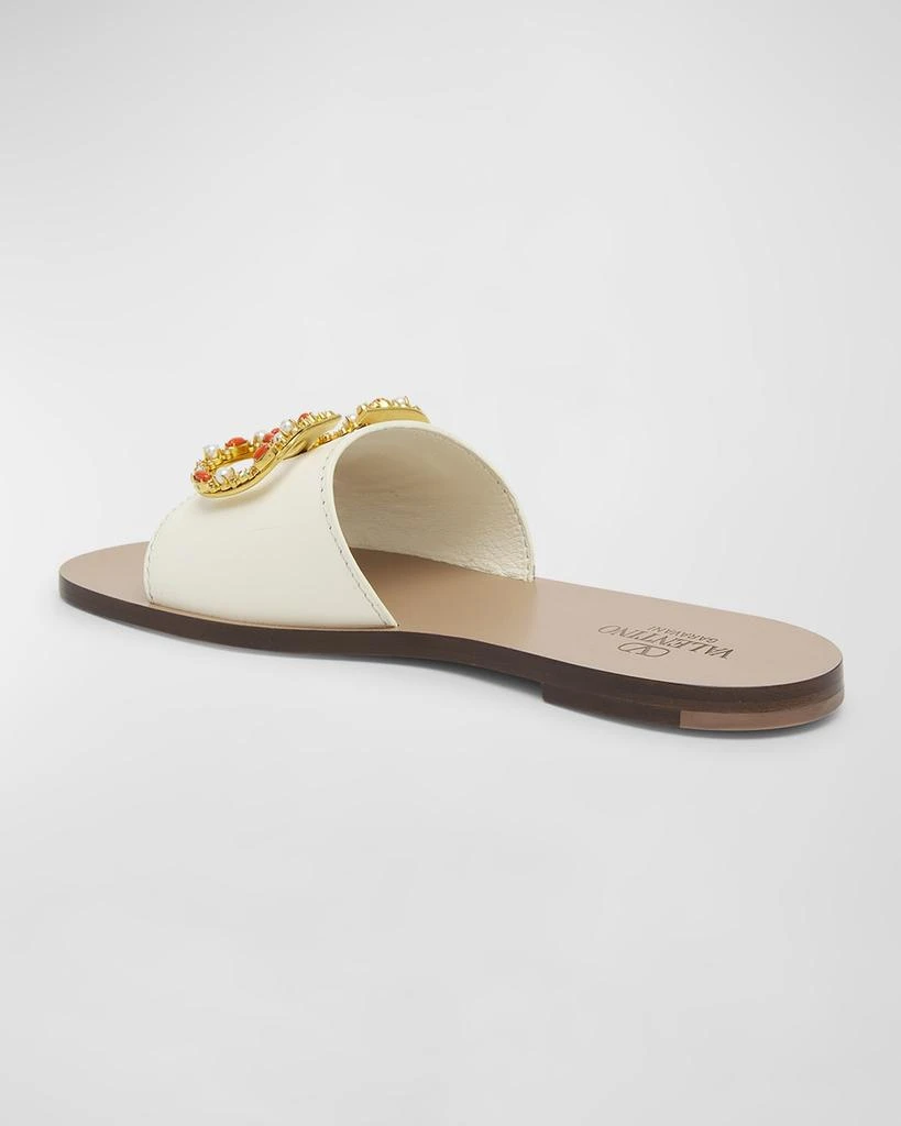 Valentino VLogo Embellished Medallion Slide Sandals 4