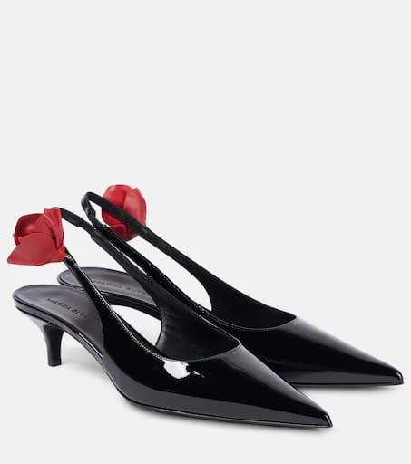 Magda Butrym Floral-appliqué leather slingback pumps 1