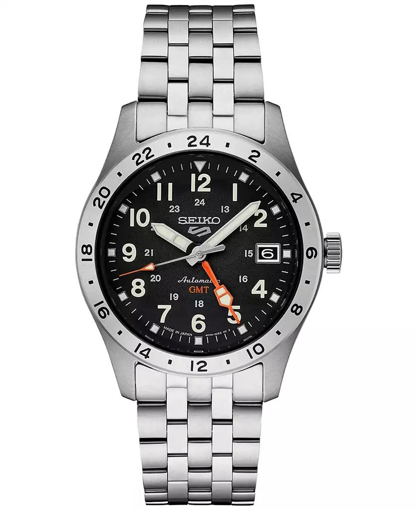 Seiko Men's Automatic 5 Sports GMT Stainless Steel Bracelet Watch 39mm 1