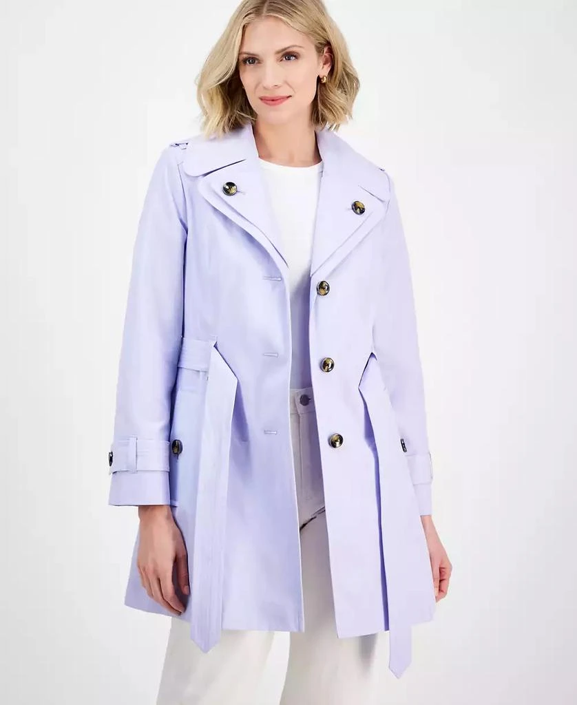 London Fog Petite Single-Breasted Hooded Belted Trench Coat 2