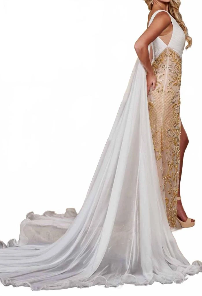 RACHEL ALLAN One Shoulder Gown In Nude/white 2