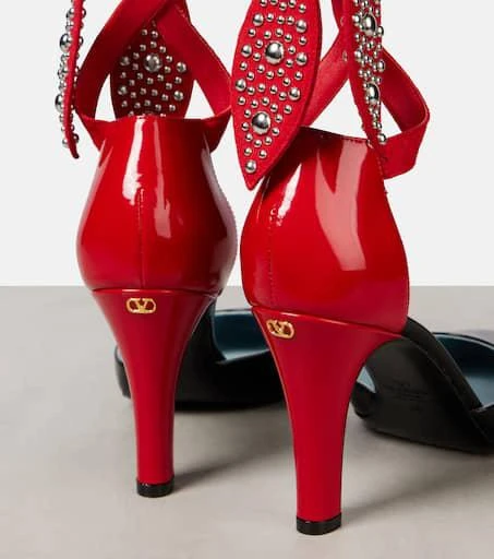 Valentino Foliefoliage 85 suede and leather pumps 5