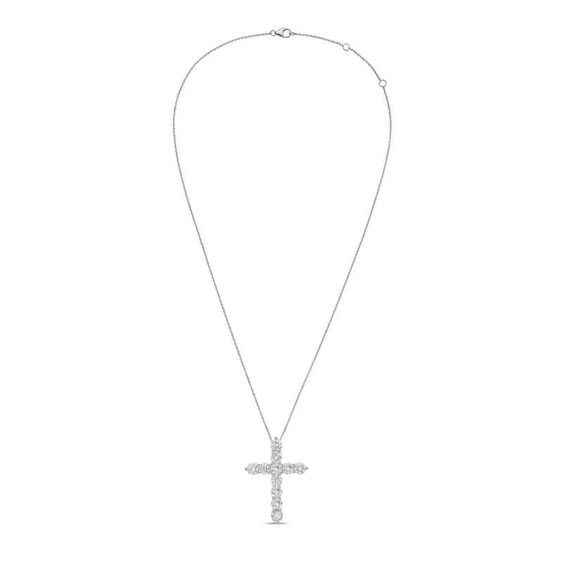 Diana M Jewels 14kt white gold lab grown round diamond cross pendant weighing 3.25cts tw set in a four prong setting 2