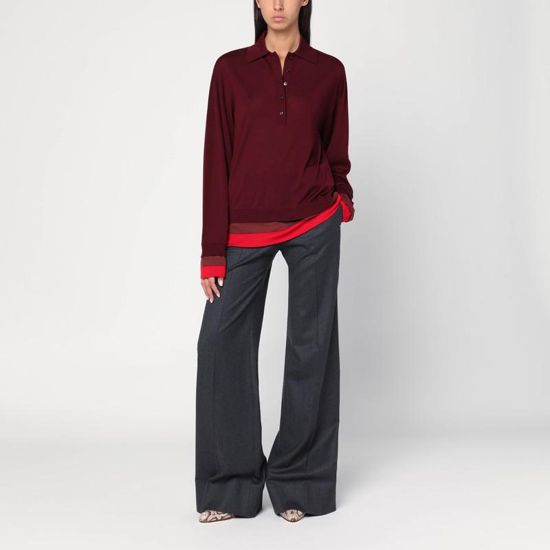 Stella McCartney Layered Bordeaux wool polo
