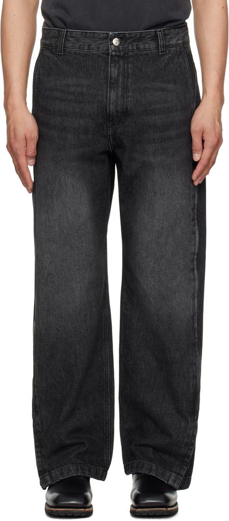 Solid Homme Black Side Zipper Wide Jeans