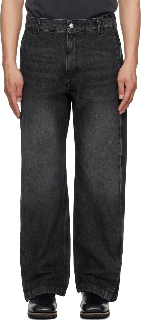 Solid Homme Black Side Zipper Wide Jeans 1