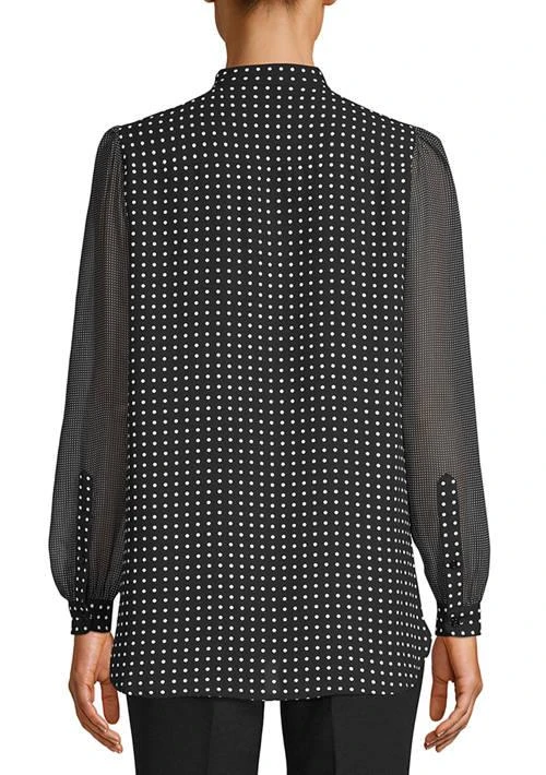 Anne Klein Klein Womens Long Sleeve Mini Dot Blouse 2