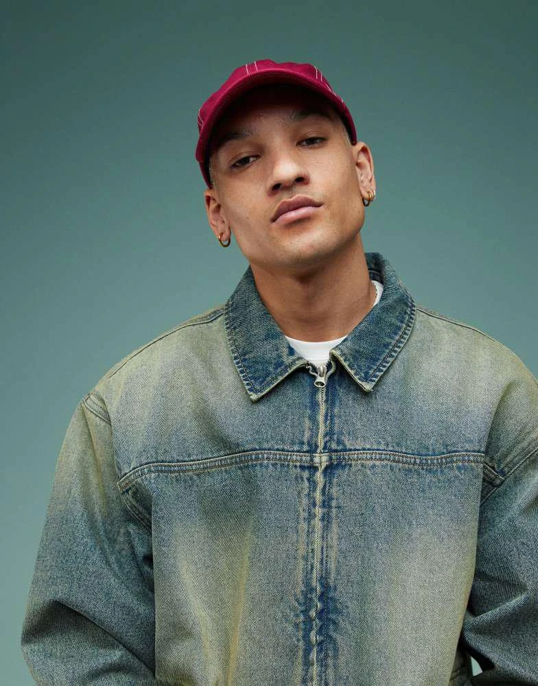 ASOS ASOS DESIGN co-ord harrington jacket with tint in mid wash blue 3