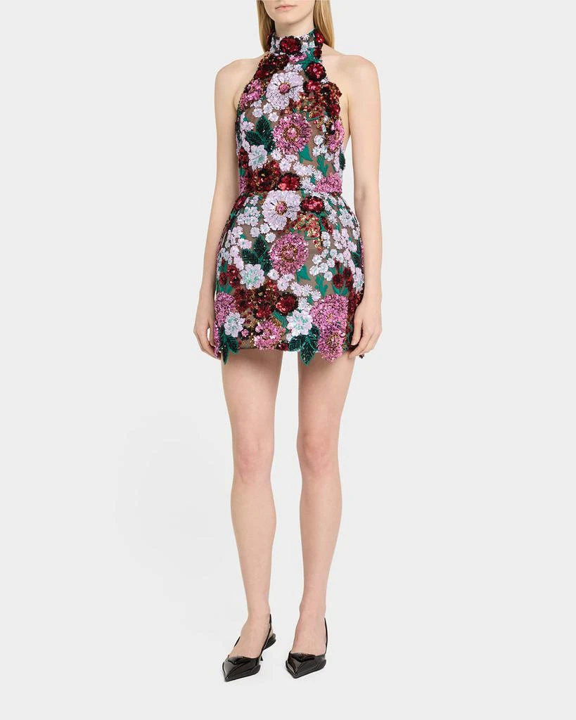 BRONX AND BANCO Deirdre Sequin Embroidered Halter Mini Dress 4