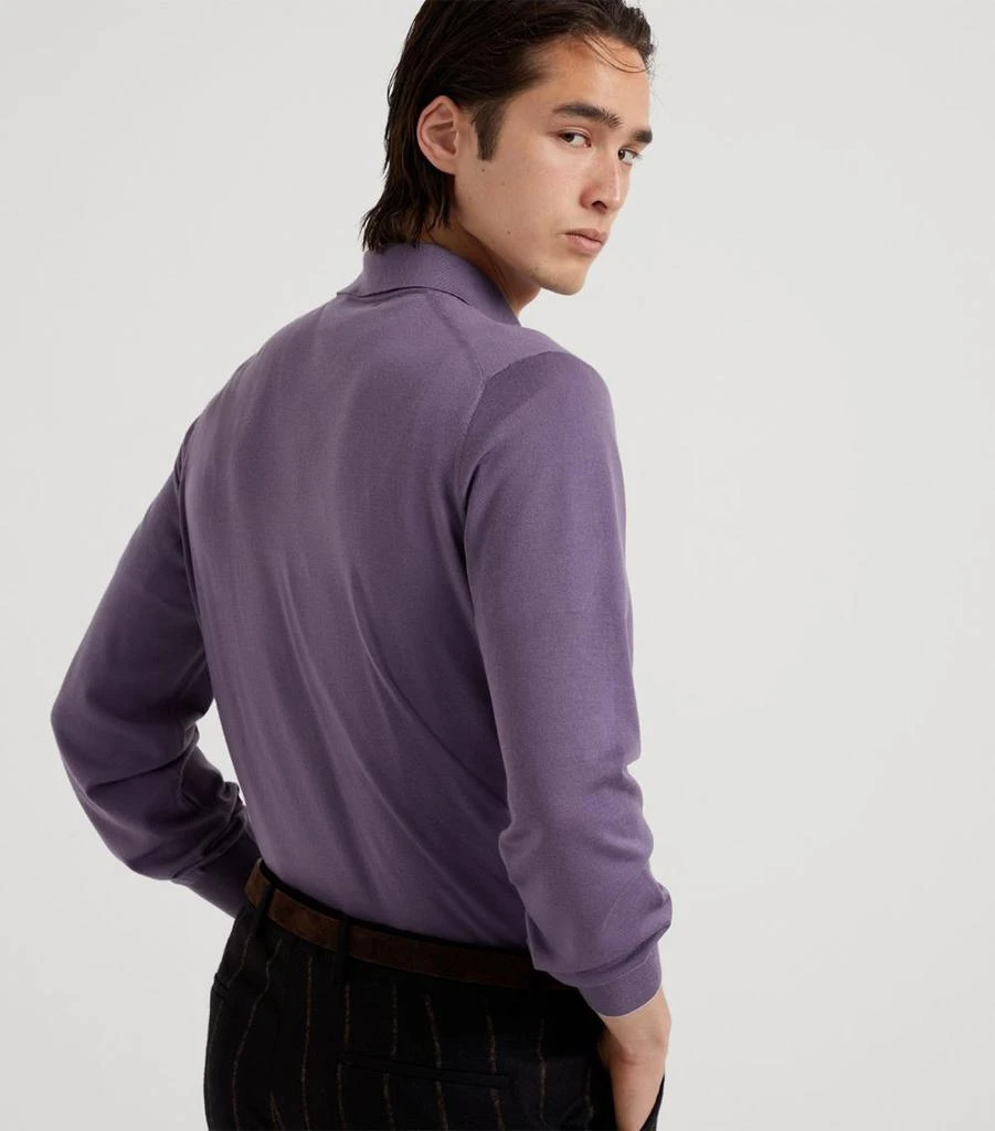 Brunello Cucinelli Wool Long-Sleeve Polo Shirt 4