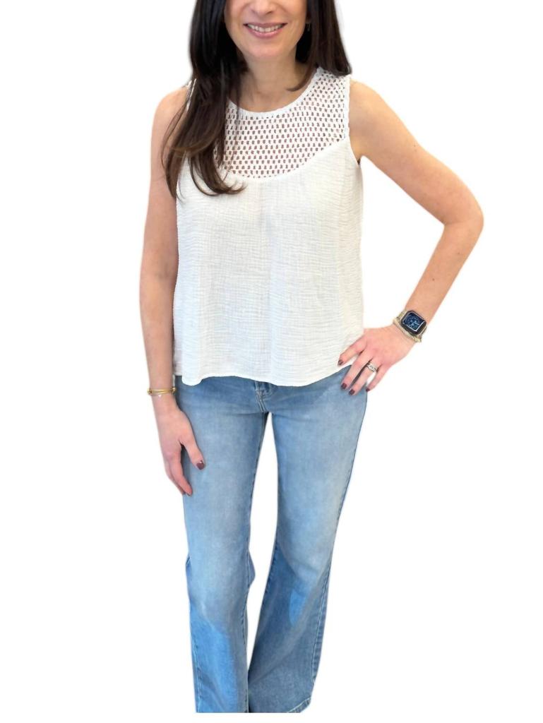 Red Haute Gauze And Crochet Top In White