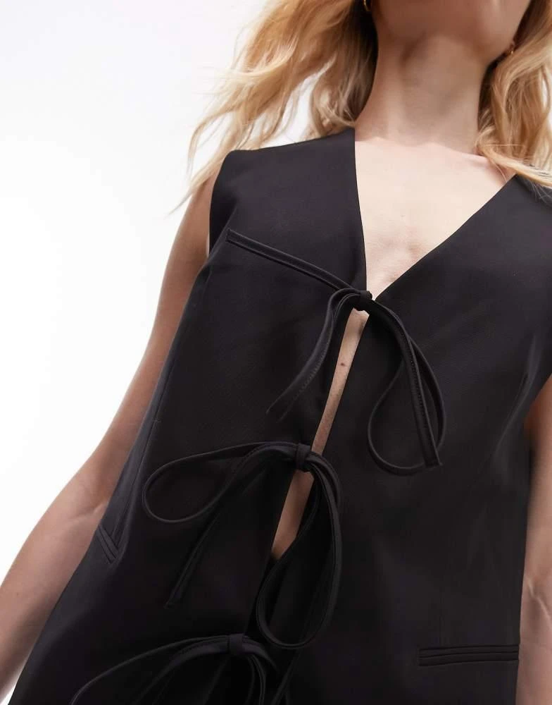 Topshop Topshop co-ord tailored tie front waist coat in black 3