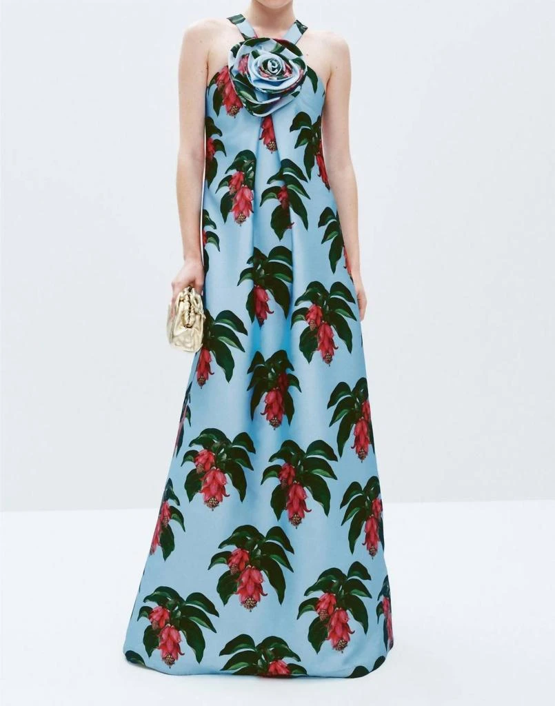 green emerald velvet dress Bianca Linen Maxi Dress - Waterlily Green main image 0