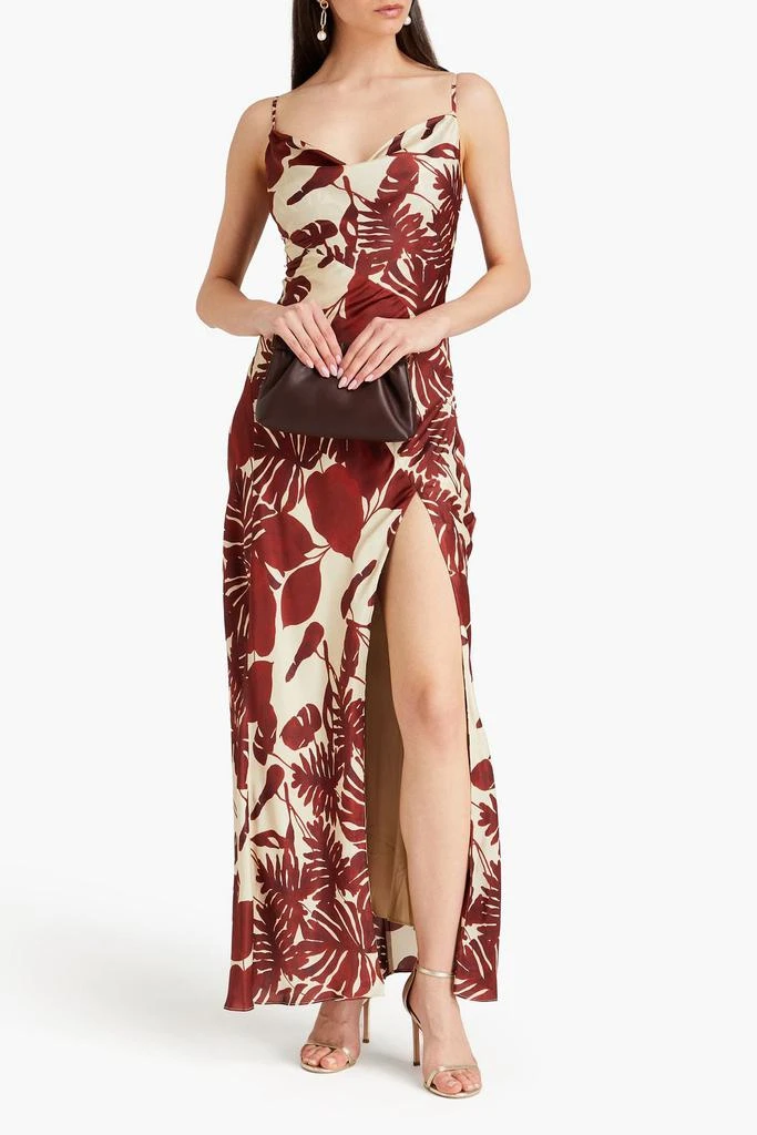NICHOLAS Draped printed satin gown 2