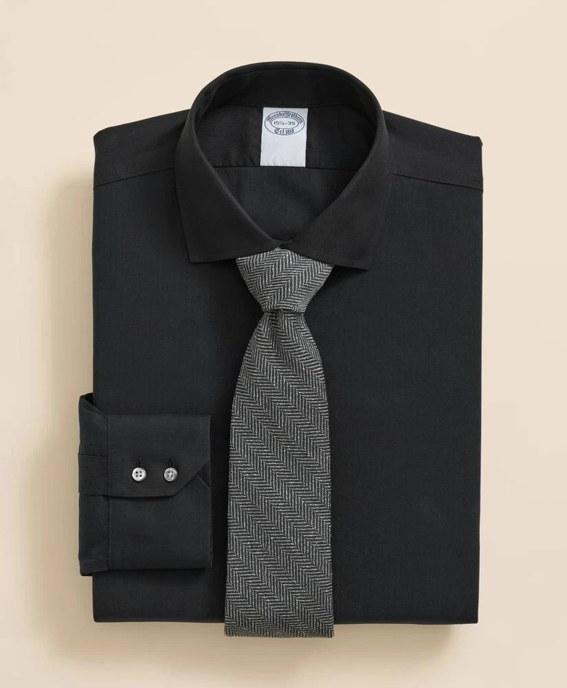 Brooks Brothers Stretch Supima® Cotton Non-Iron English Spread Collar, Herringbone Dress Shirt