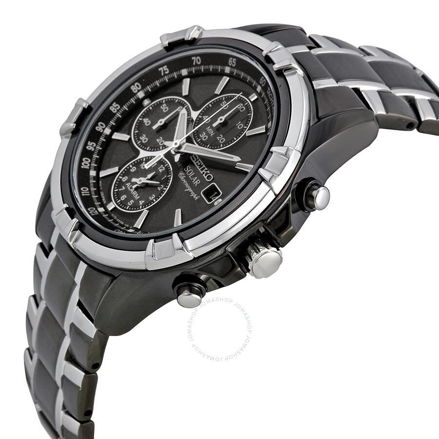 Seiko Open Box - Seiko Solar Chronograph Black Dial Men's Watch SSC143