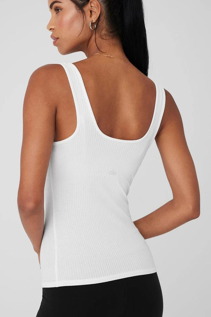 Alo Ribbed Sea Coast Scoop Neck Tank - White 4
