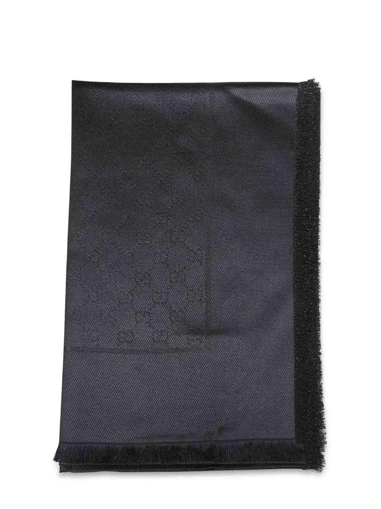 Gucci GUCCI | Black GG lamé wool and silk shawl | Women | PZ