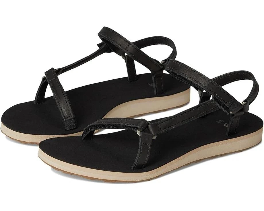 Teva Black and Tan Sandals Teva Original Universal Slim Leather Sandal - Black / Tan  main image 4