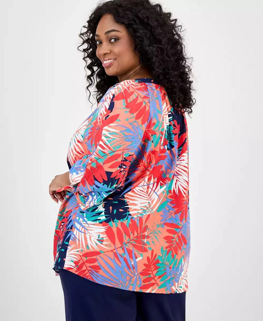 JONES NEW YORK Plus Size Printed Tie-Sleeve Top 4