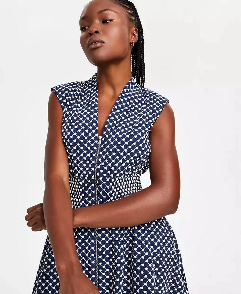 Kensie Women's Embroidered Cotton Zip-Front Midi Dress 3