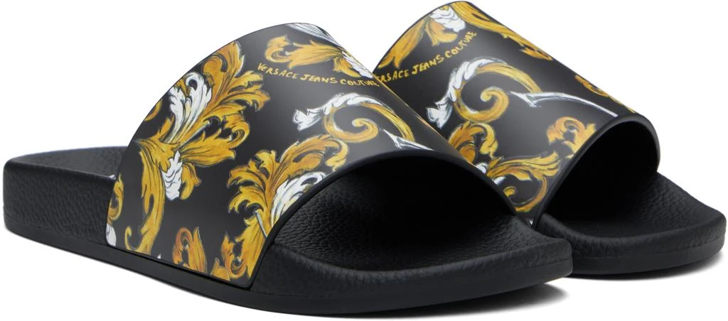 Versace Black & Gold Outline Barocco Pool Slides 4