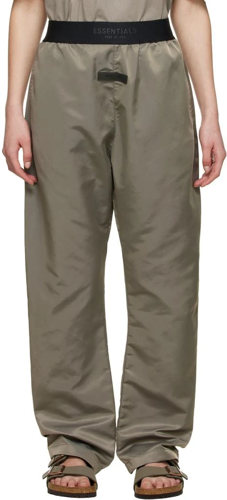 Essentials Taupe Nylon Trousers 1