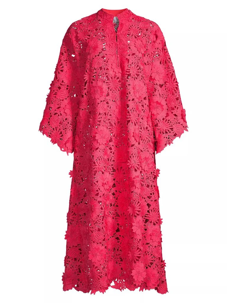La Vie Style House Floral-Lace Caftan Midi-Dress 1
