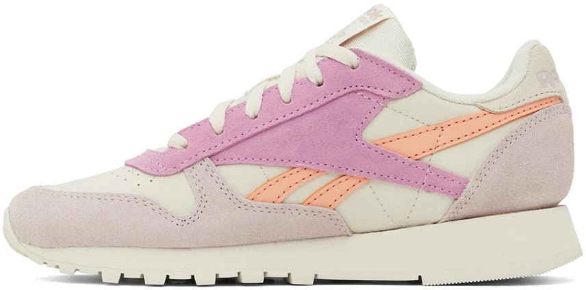 Reebok Off-White & Pink Classic Leather Sneakers 3