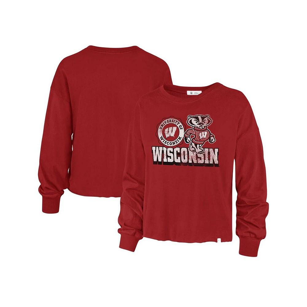 '47 Brand Women's Red Distressed Wisconsin Badgers Bottom Line Parkway Long Sleeve T-shirt