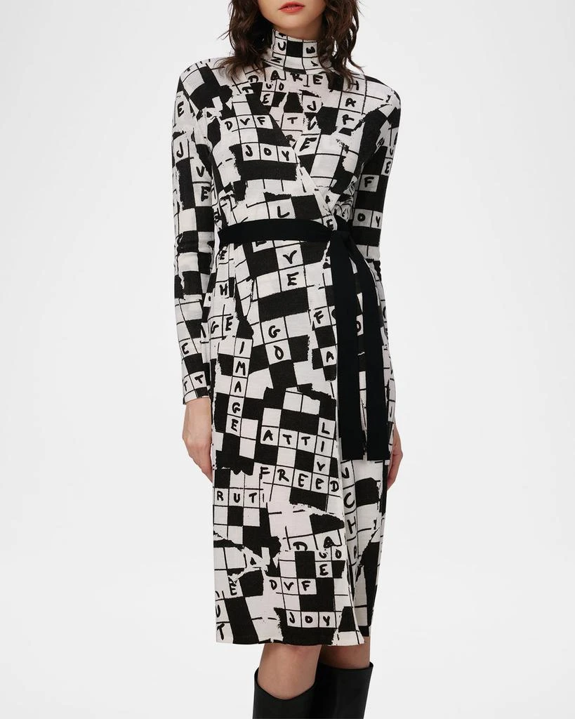 Diane von Furstenberg Luella Crossword-Print Midi Wrap Dress 3