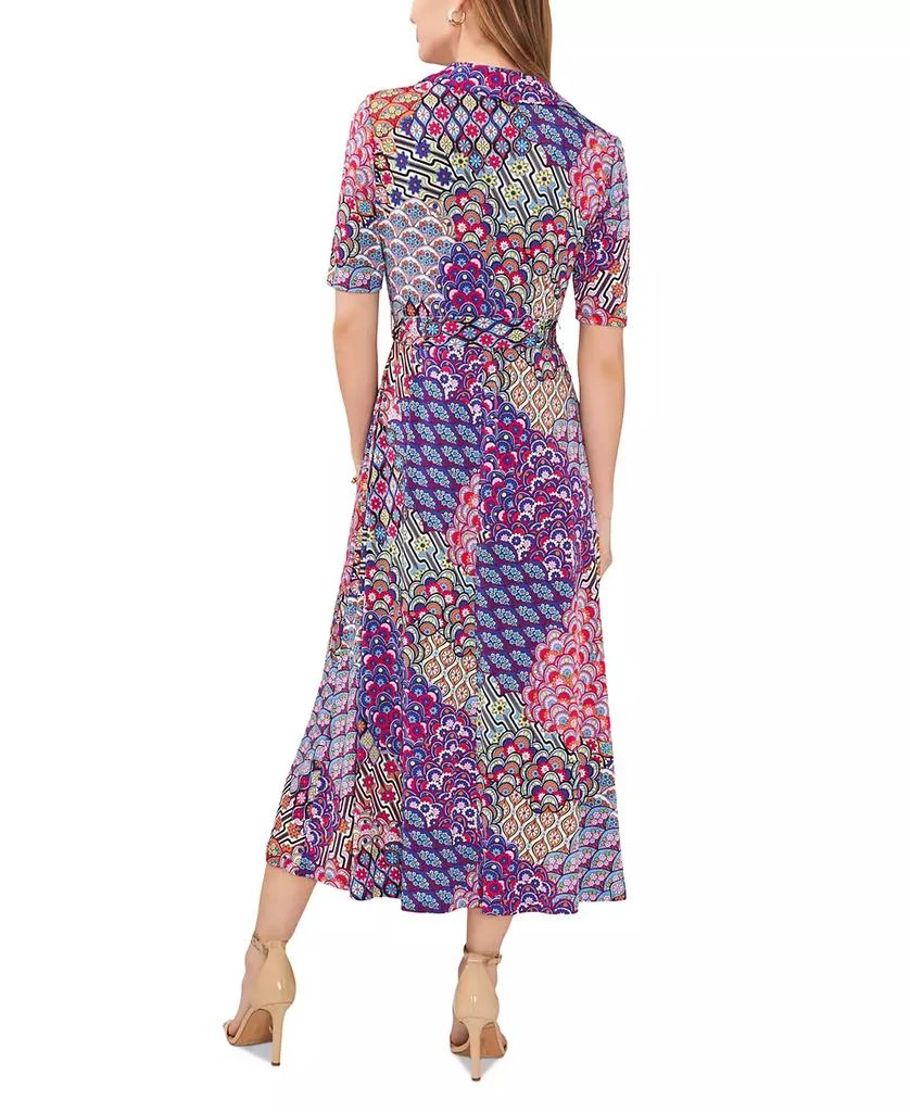 MSK Petite Mod-Print Fit & Flare Collared Dress 4