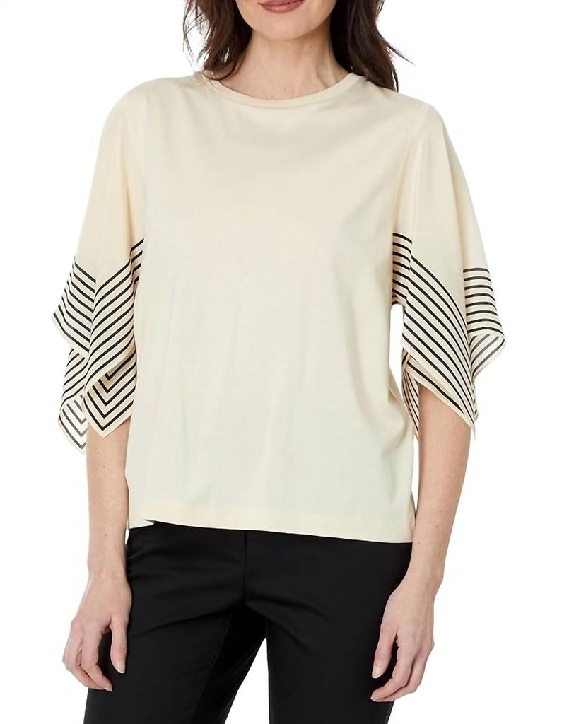 Elliott Lauren Elliott Lauren - Women Stripe Silk Sleeves Tee