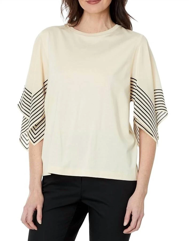 Elliott Lauren Elliott Lauren - Women Stripe Silk Sleeves Tee 1