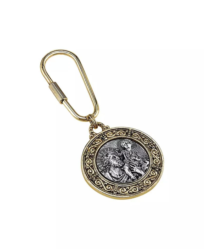 Symbols of Faith 14K Gold-Dipped and Silver-Tone St. Christopher Key Fob