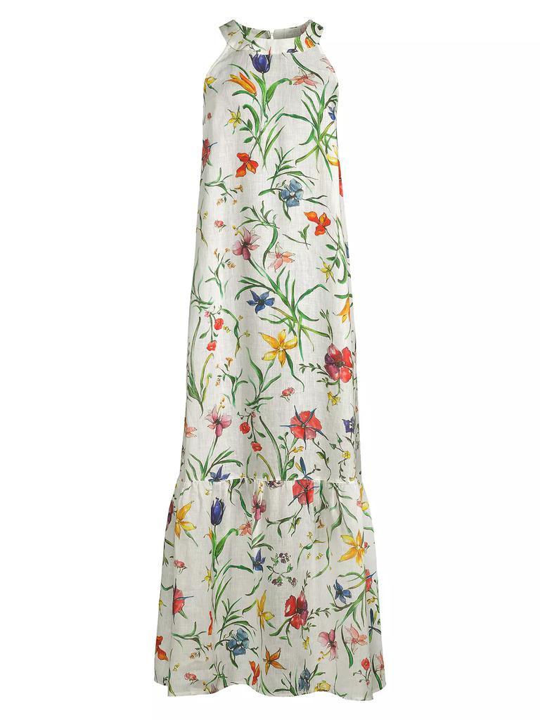 120% Lino Linen Floral Maxi Dress