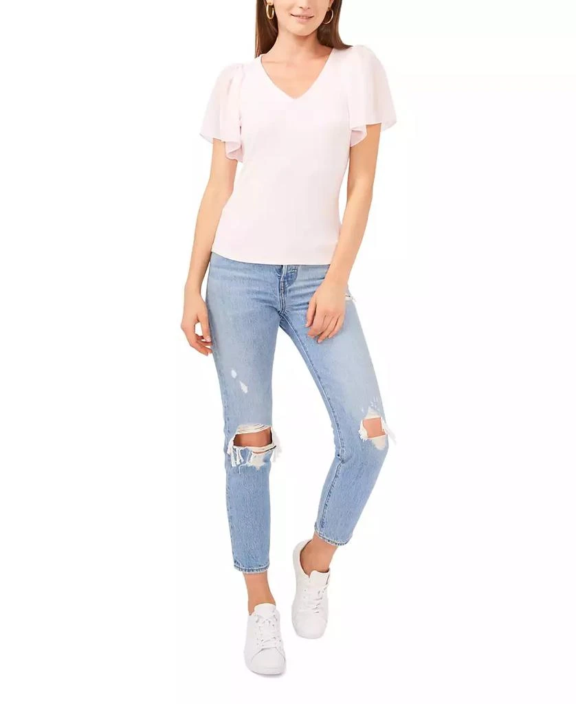 1. State Women's Flutter Short Sleeve V-Neck Knit Top 3