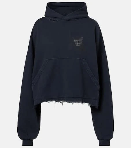 Balenciaga Logo distressed cotton-blend hoodie 1