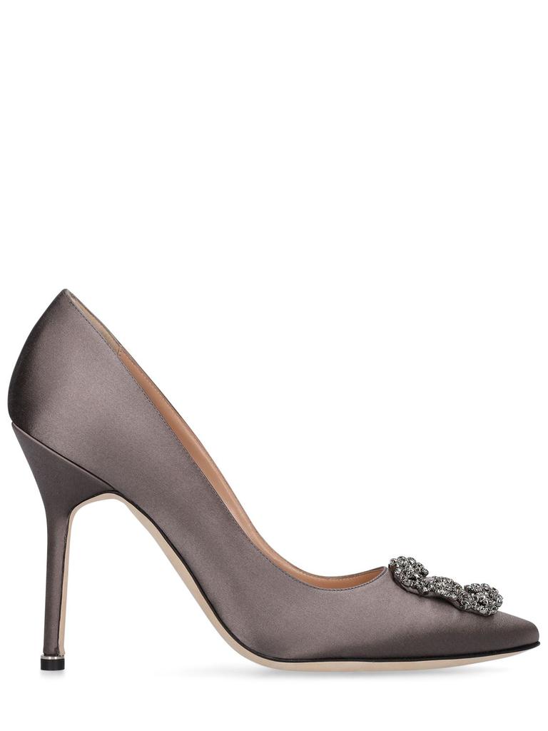 Manolo Blahnik 105mm Hangisi Satin Pumps