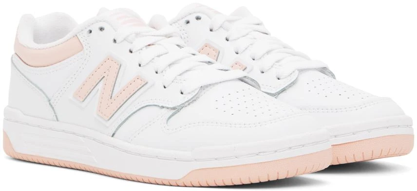 New Balance White & Pink 480 Sneakers 4