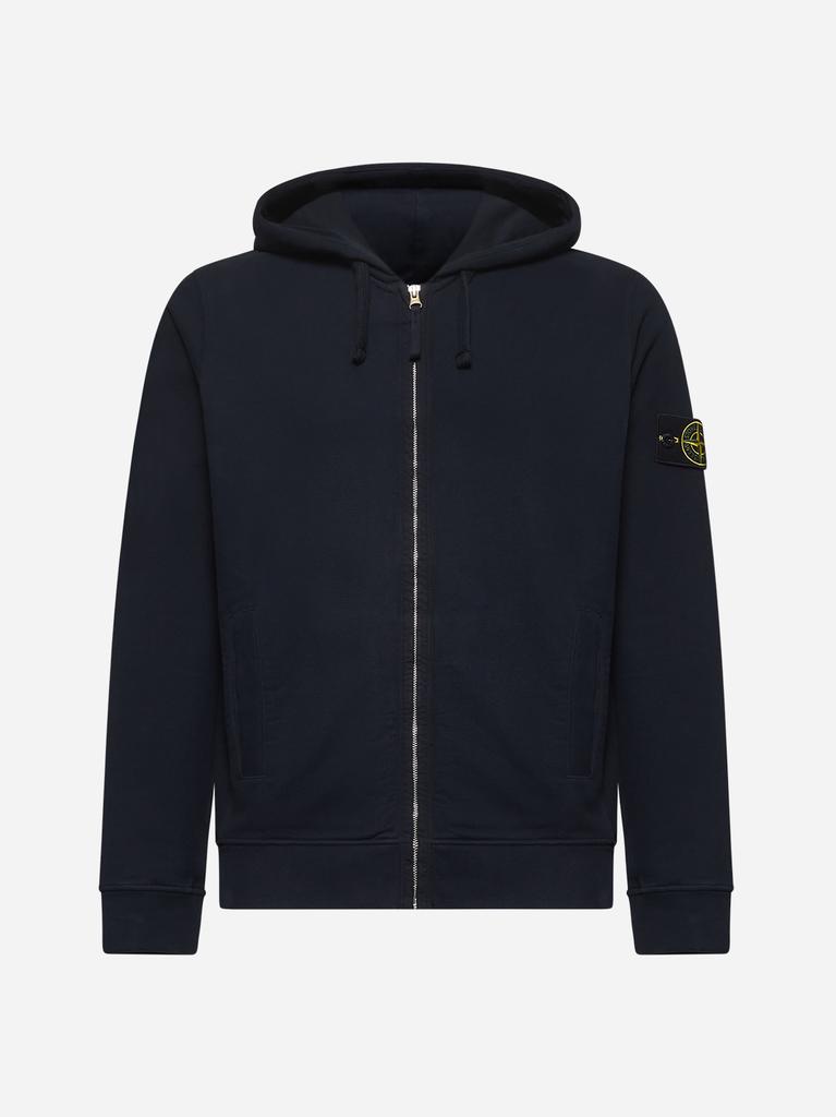 Stone Island Blue cotton zip-up hoodie